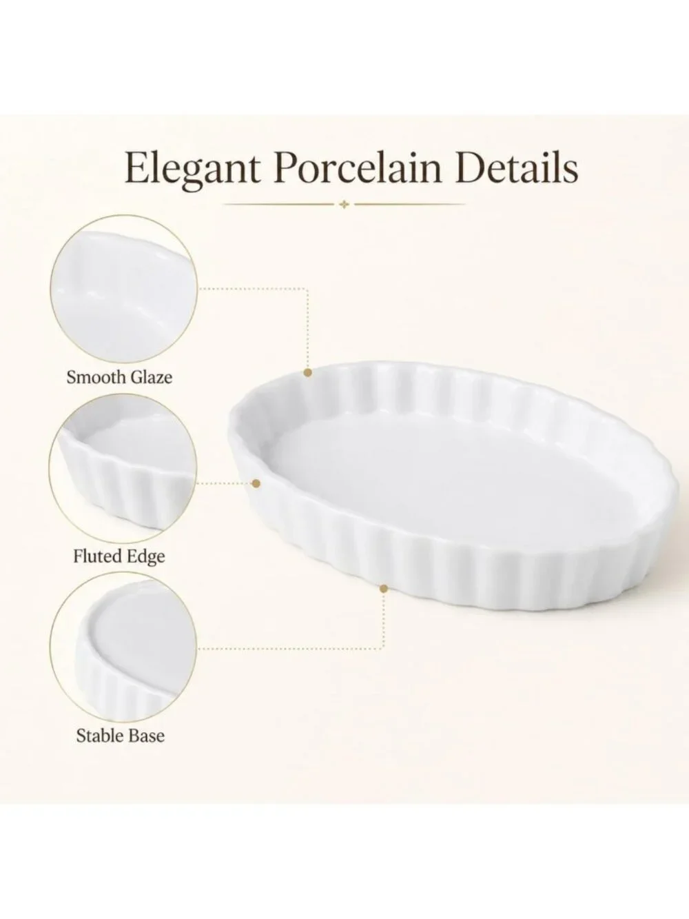 Set of 6 Oven Safe Ceramic Ramekins - 4 Oz White Dishes for Creme Brulee